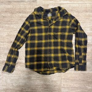 Cat & Jack Yellow and Dark Grey Plaid Button Down Shirt
